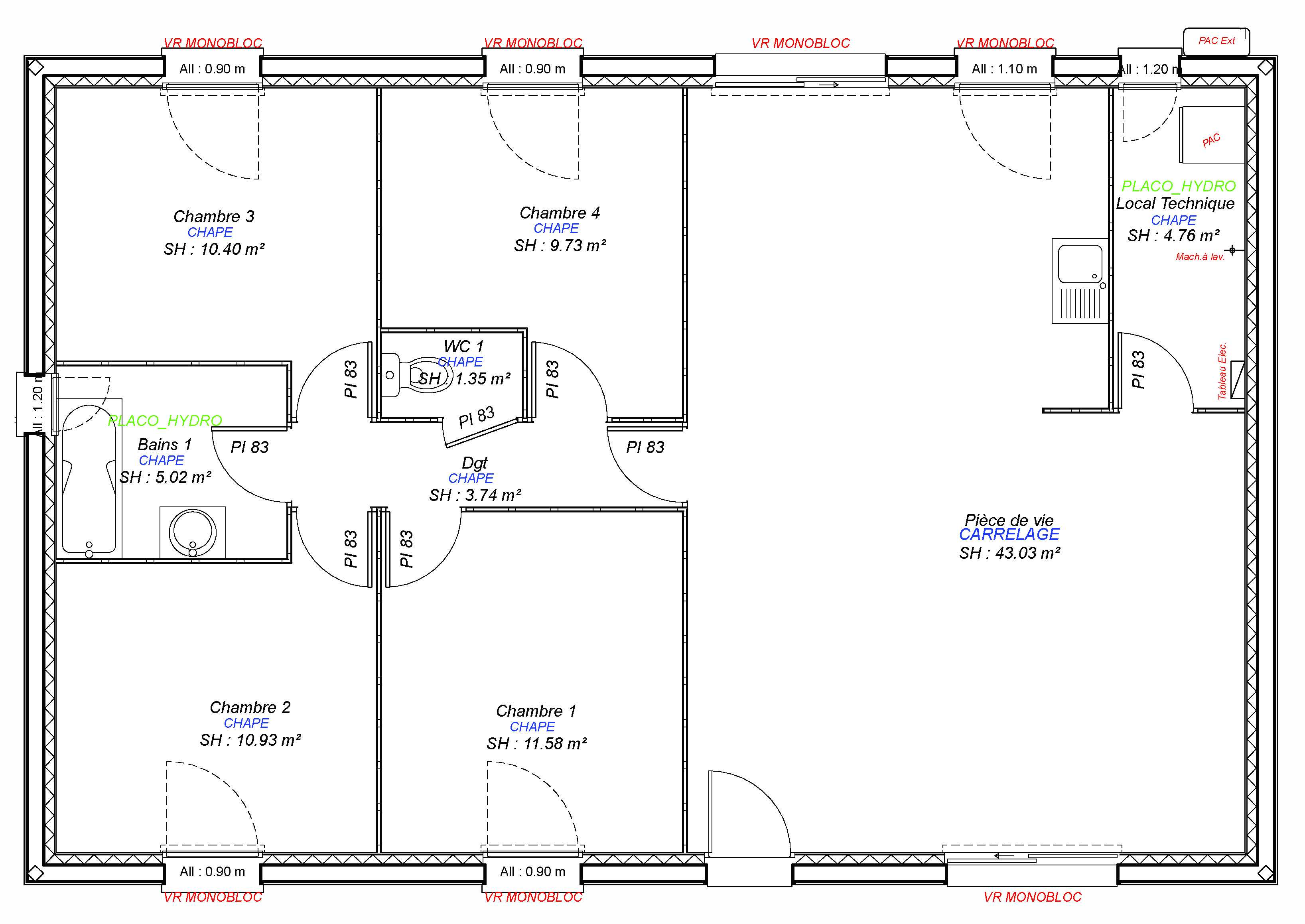 Plan Maison 100M2 4 Chambres | Ventana Blog